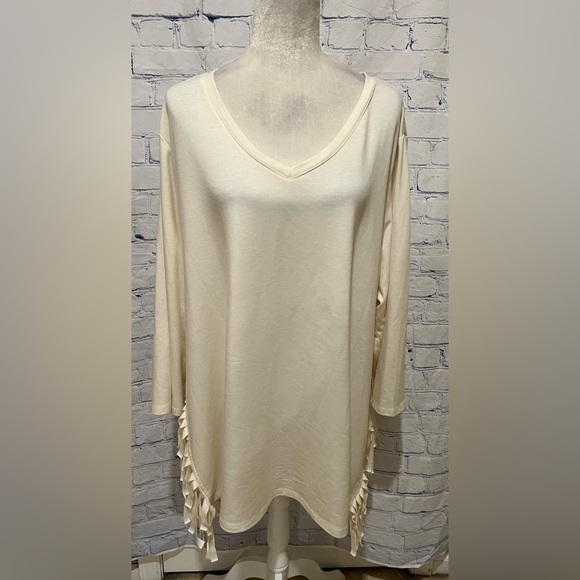 Cato Cream Blouse Top With Side Fringe Plus Size 22/24W - Picture 1 of 7